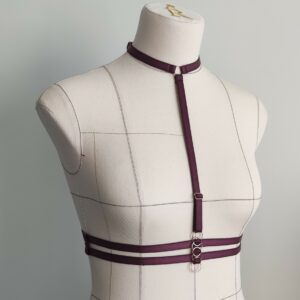 Harnais lingerie Coré Bordeaux, Collection DIVINES - Ellianthe