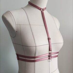 Harnais lingerie Coré Rose et argent, Collection DIVINES - Ellianthe